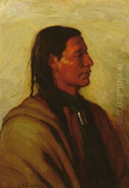 Crow Indian Oil Painting by Joseph Henry Sharp