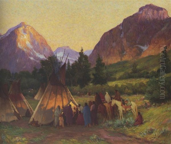 Crow Encampment, Montana by Joseph Henry Sharp