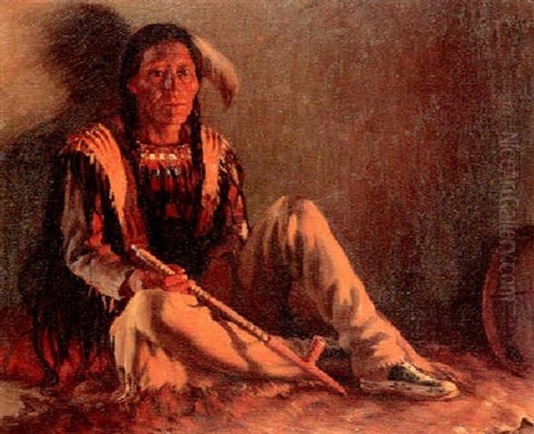 Firelight Oil Painting by Joseph Henry Sharp