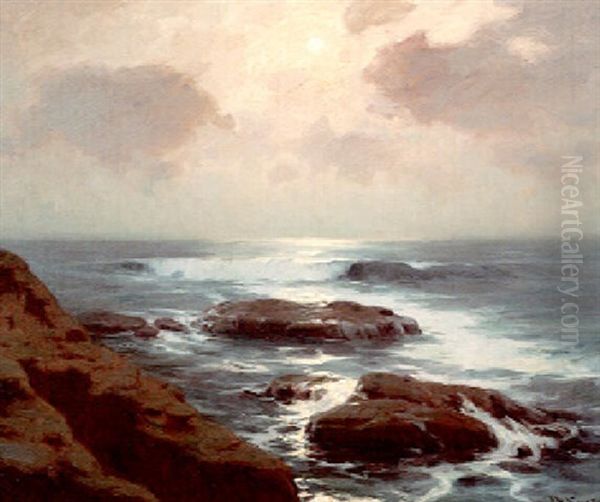 Moonlit Shores La Jolla Oil Painting by Joseph Henry Sharp