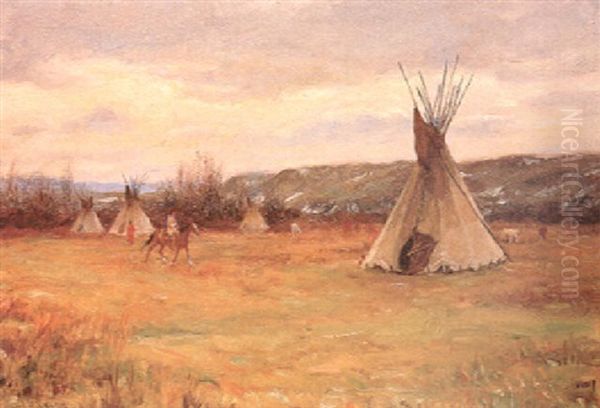 Bluffs Near Custer Battlefield Oil Painting by Joseph Henry Sharp