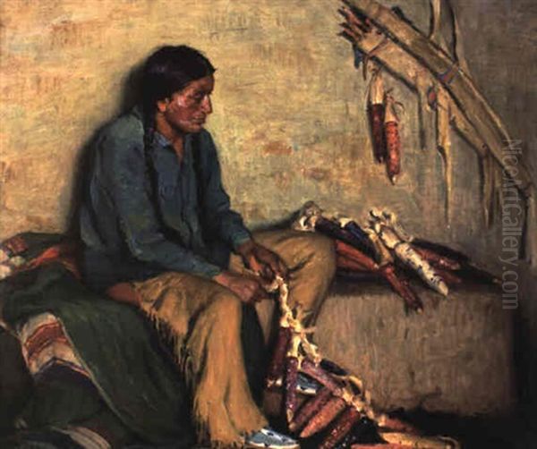 Stringing Winter Corn by Joseph Henry Sharp