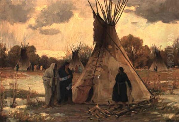 Indian Encampment, Montana by Joseph Henry Sharp