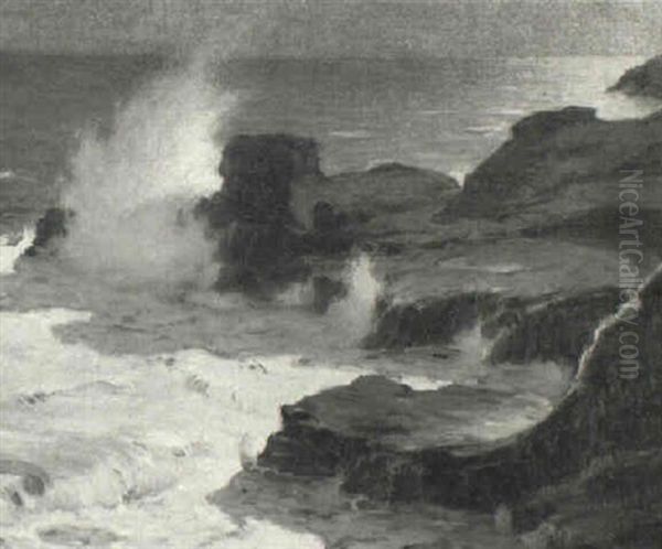 Blow Hole At Night, Moonlight by Joseph Henry Sharp