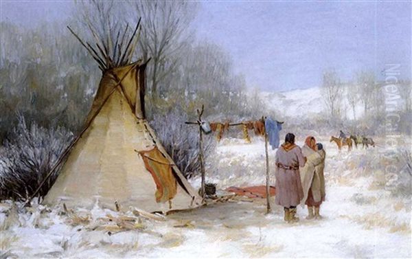 Indians Returning To A Winter Camp by Joseph Henry Sharp