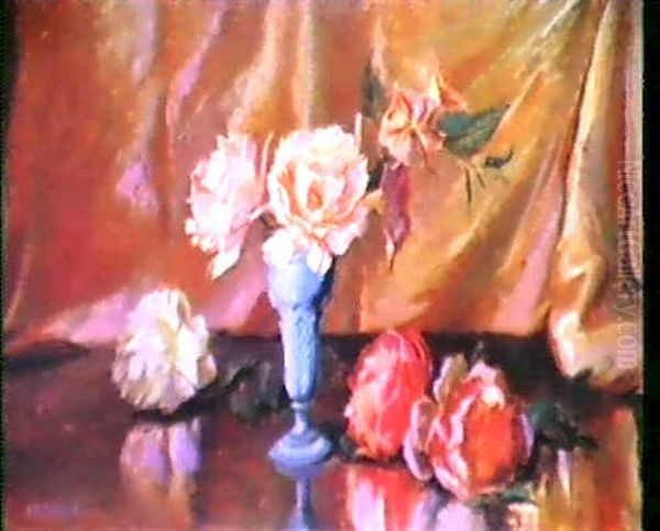 Roses & Blue Vase by Joseph Henry Sharp