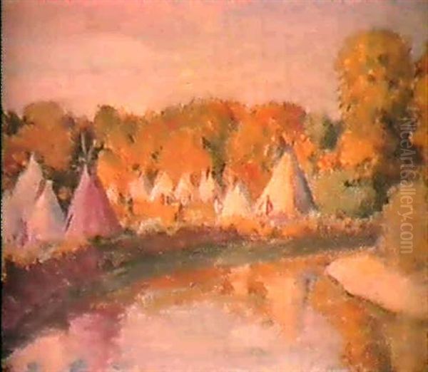 Crow Camp Oil Painting by Joseph Henry Sharp