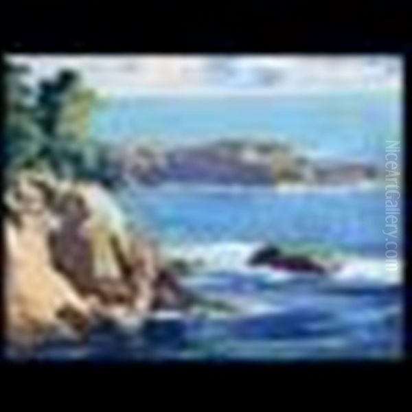 California Coastline Oil Painting by Louis Hovey Sharp