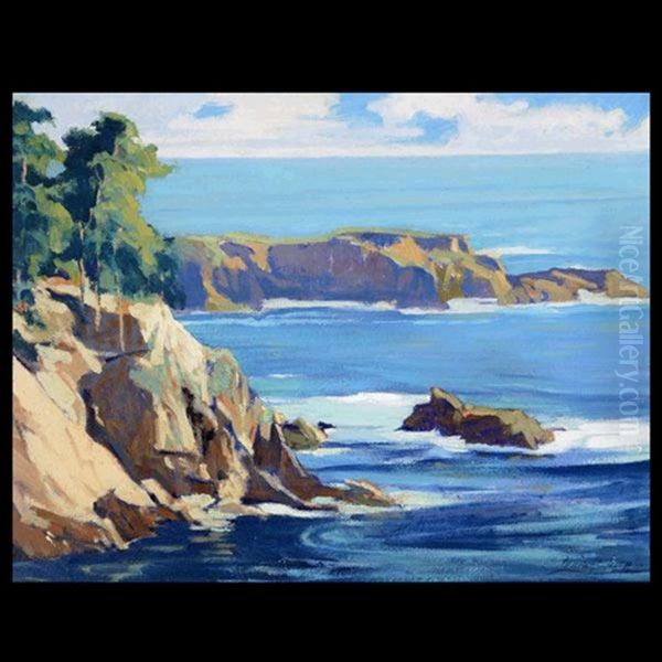 California Coastline Oil Painting by Louis Hovey Sharp