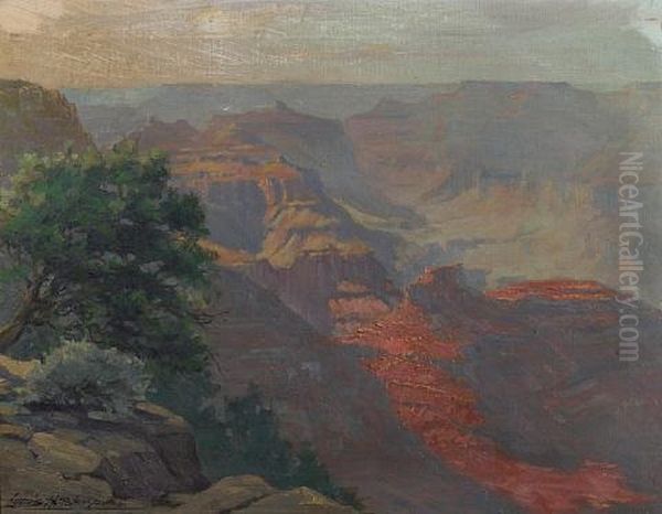 Grand Canyon At Dusk Oil Painting by Louis Hovey Sharp