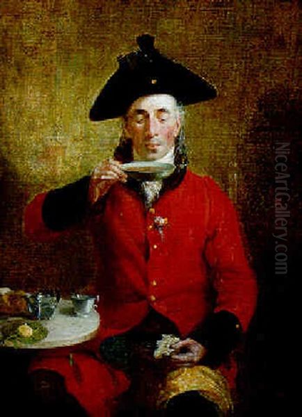 A Chelsea Pensioner Oil Painting by Michael William Sharp