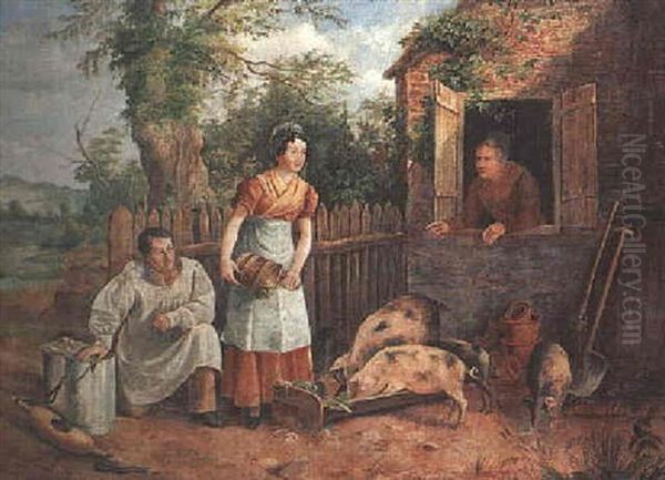 Feeding The Pigs Oil Painting by Rolinda Sharples