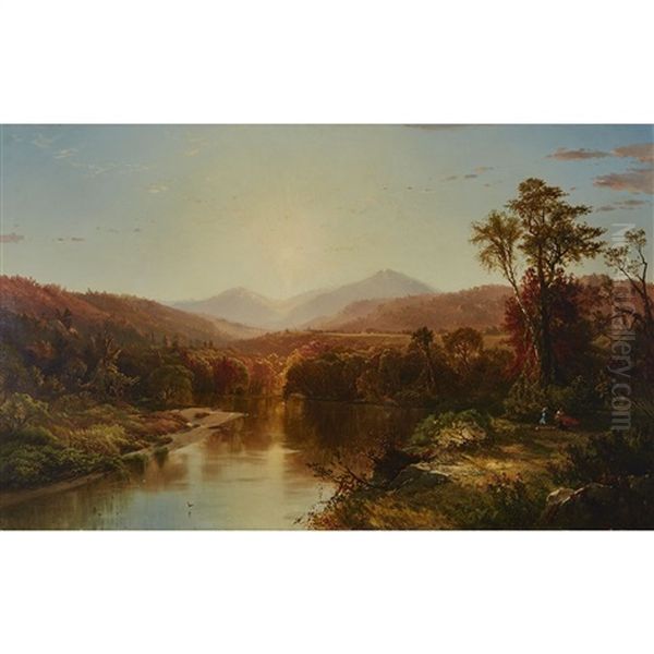 A Reminiscence Of The Androscoggin, 1859 Oil Painting by Aaron Draper Shattuck