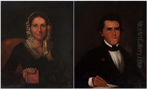 Pair Of Samuel Shaver Portraits Oil Painting by Samuel M. Shaver