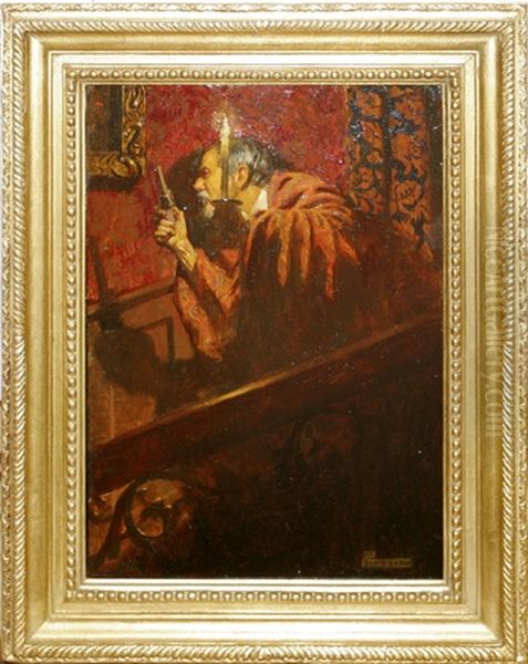 Man On Stairway Oil Painting by John Byam Shaw