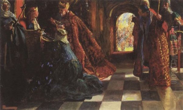 There Is An Evil Which I Have Seen Under The Sun, As An Error Which Proceedeth From The Ruler: Folly Is Set In Great Dignity And The Rich Sit In Low Place Oil Painting by John Byam Shaw