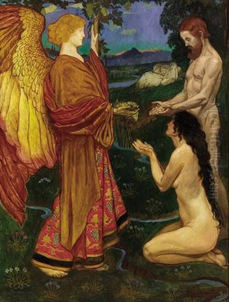 The Angel Before Adam And Eve Oil Painting by John Byam Shaw