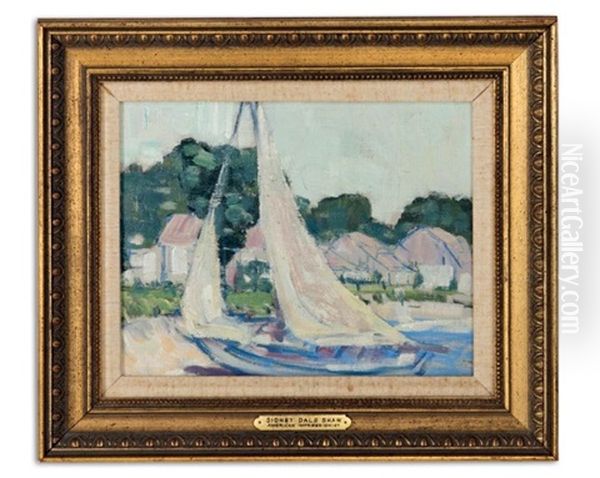 Sailboat And Houses Oil Painting by Sydney Dale Shaw