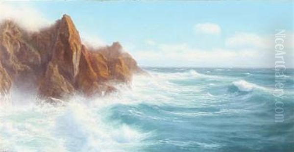 Rocky Coast Oil Painting by Walter James Shaw