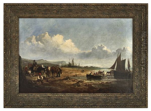 Fishermen Coming Ashore by William Shayer the Elder