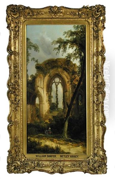 View Of Netley Abbey, Hampshire Oil Painting by William Shayer the Elder