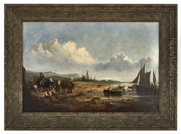 Fishermen Coming Ashore Oil Painting by William Shayer the Elder