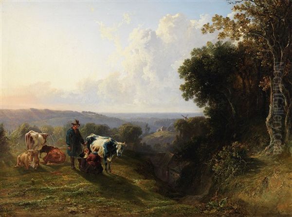 An English Homestead Oil Painting by William Shayer the Elder