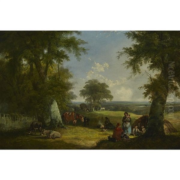 Gypsy Encampment Oil Painting by William Shayer the Elder