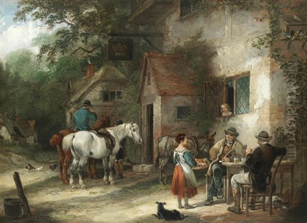 Outside The Crown Inn Oil Painting by Charles Shayer