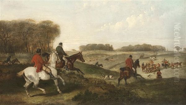 Hunting Scene Oil Painting by Charles Shayer