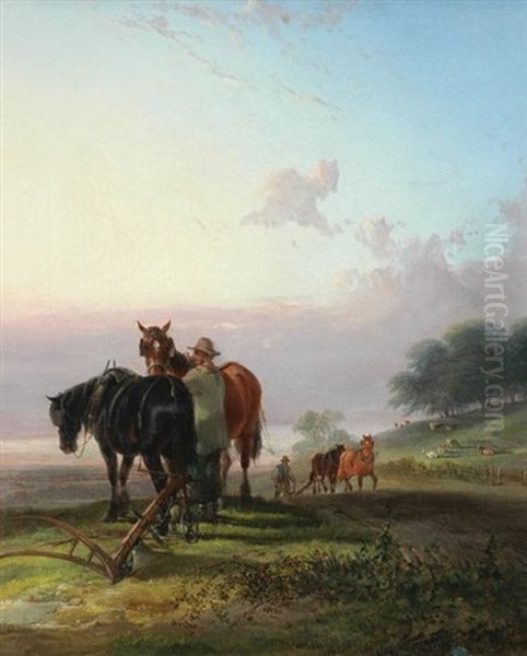 The Plough Team Oil Painting by Charles Shayer