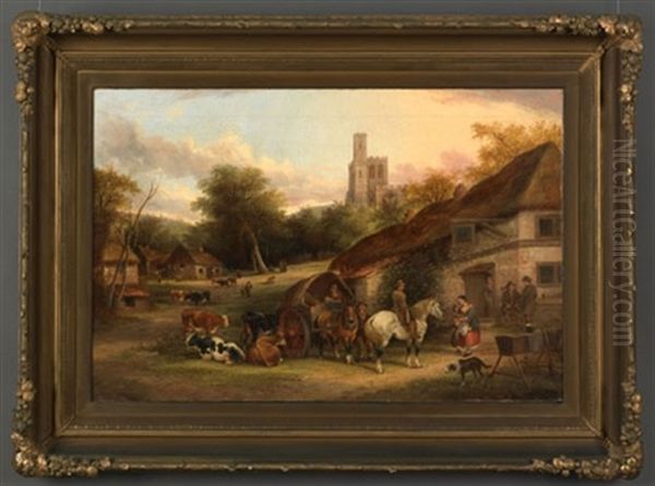 Town Scene Oil Painting by Charles Shayer