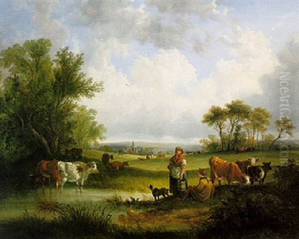 Pastoral Scene Oil Painting by Charles Shayer