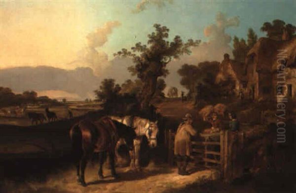 A Ploughman's Rest Oil Painting by Charles Shayer