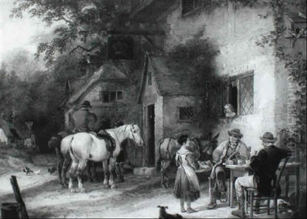 Outside The Crown Tavern Oil Painting by Charles Shayer