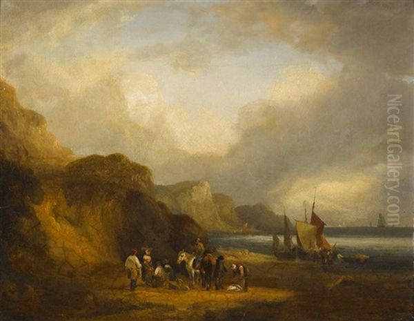 Unloading Ships, Oil Painting by William Joseph Shayer