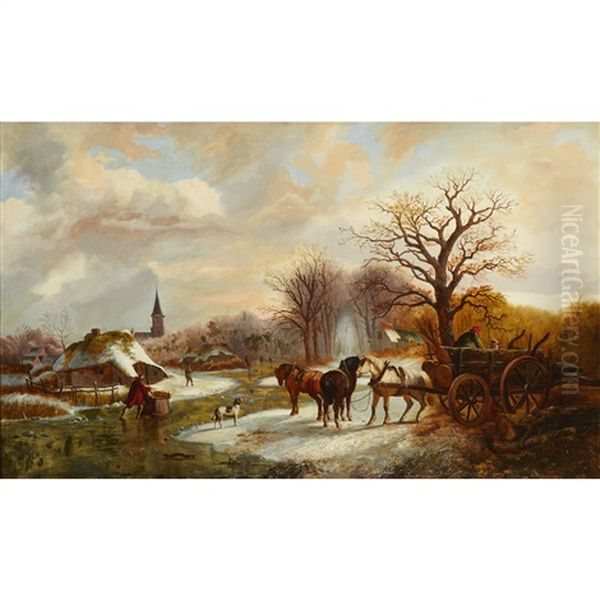 Winter Time Oil Painting by William Joseph Shayer