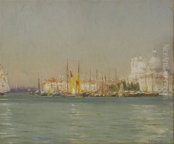 The Venetian Lagoon With La Santa Maria Della Salute Oil Painting by Thomas Frederick Mason Sheard