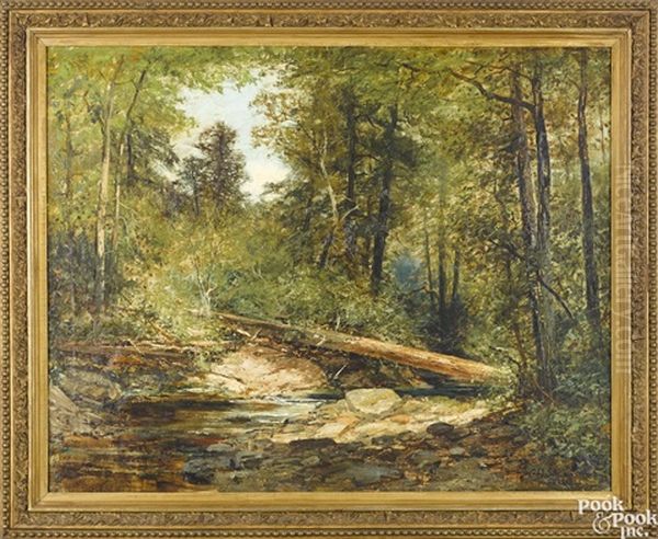 Wooded Landscape With Stream Oil Painting by Christopher H. Shearer