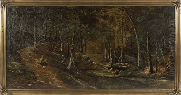 Landscape With Artist Oil Painting by Christopher H. Shearer