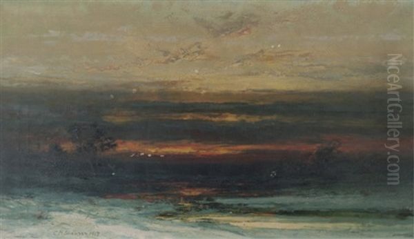 Abstract Composition Of Sunset Scene Oil Painting by Christopher H. Shearer