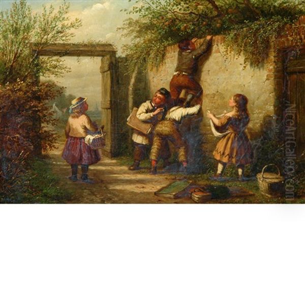 The Apple Thief Oil Painting by Andrew Sheerboom