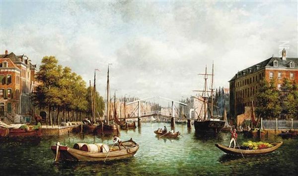 On The Amstel Oil Painting by Andrew Sheerboom