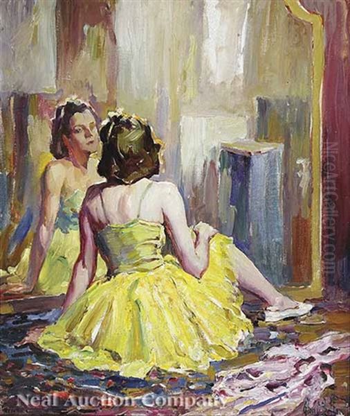 Ballerina In Yellow, Portrait Of Julia Thecla Oil Painting by Glenn C. Sheffer