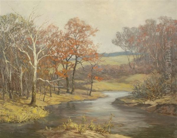 Late Fall Along The Mackinaw Oil Painting by Peter Winthrop Sheffers