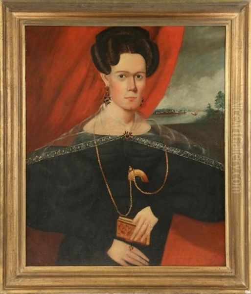 Portrait Of Woman With Gold Necklace Oil Painting by Isaac Sheffield