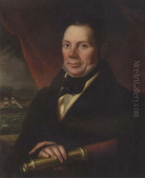 A Portrait Of A Sea Captain Oil Painting by Isaac Sheffield