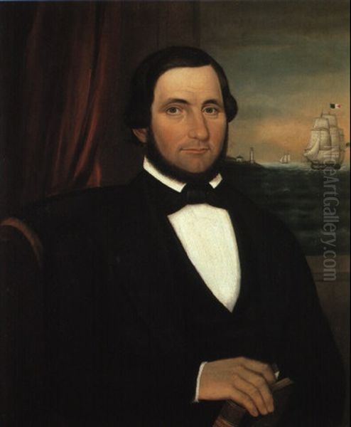 Portrait Of Captain Peter Coffin Oil Painting by Isaac Sheffield