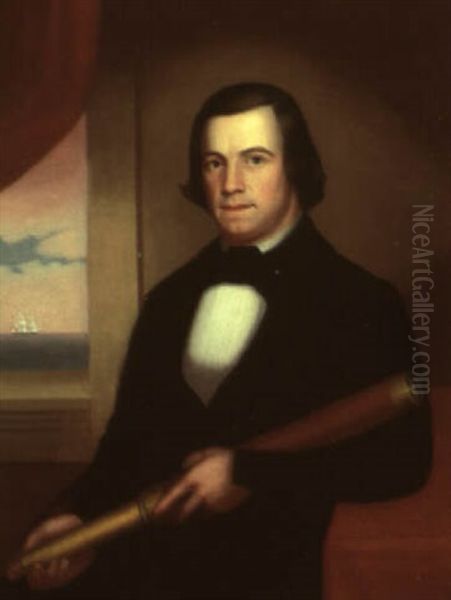 Portrait Of Josiah Huntington, Captain Of The 'barque Georgia' Oil Painting by Isaac Sheffield