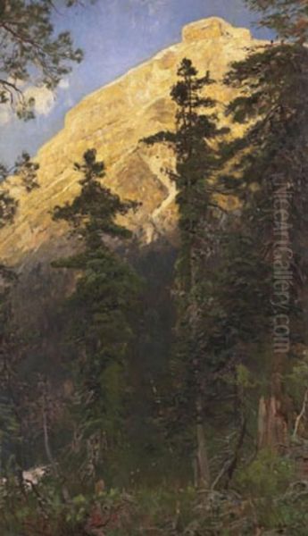 Bergwald Mit Felsenwand Oil Painting by Eugen Felix Prosper Bracht